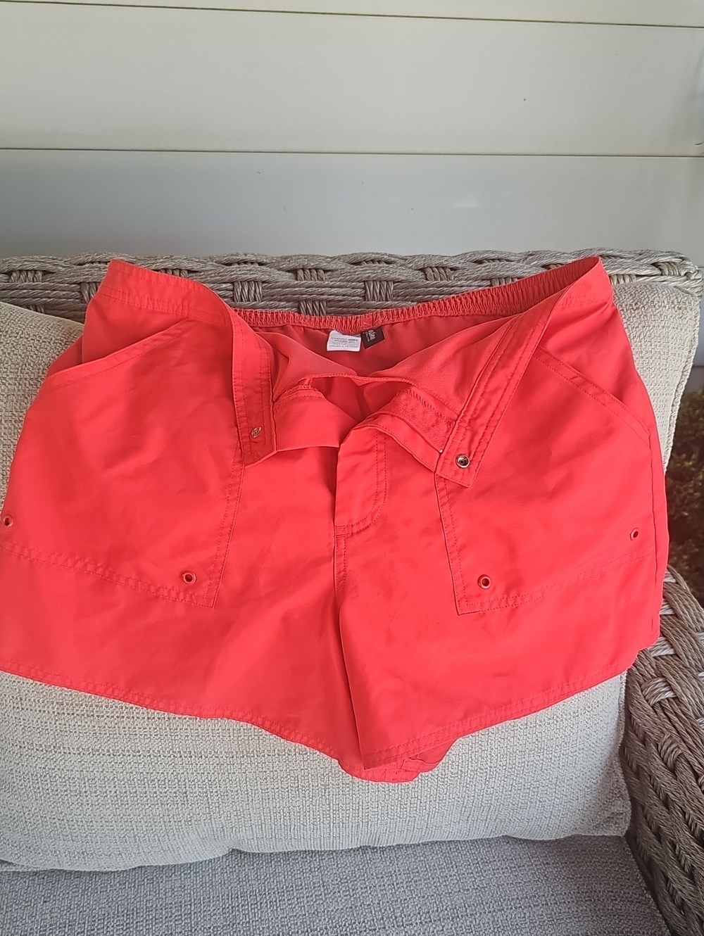 Maxine of Hollywood Coral-Red Athletic Shorts with Utility Pockets